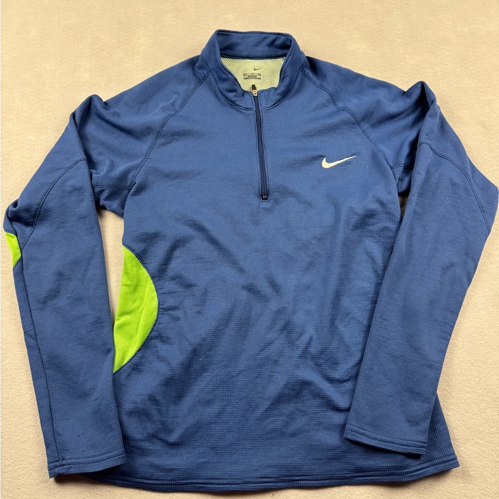 Nike Shirt Womens Large Blue Green Quarter Zip Sphere Dry Lightweight Sweatshirt